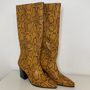 Zara Yellow Snake Skin boots